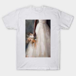 Fleeting Moment: Bride Dropping Bouquet Painting T-Shirt